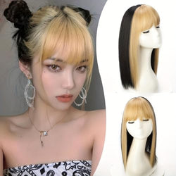 VAVANGA Hair Topper with Bangs 14" Honey Blonde to Black Ombre Color by VAVANGAHAIREXTENSION