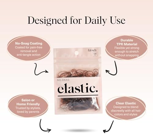 Kitsch Hair Ties No Damage for Kids, Teens and Women - Brown, 500pcs - Image 4