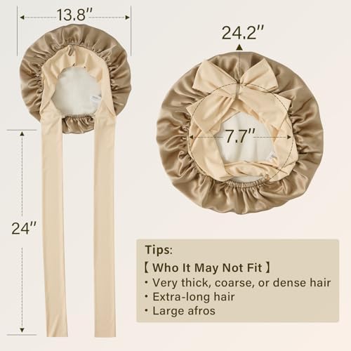 ZIMASILK 100% Mulberry Silk Bonnet for Sleeping Women Long Hair, Coffee - Image 5