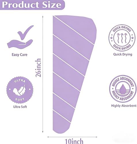 3 Pack Microfiber Hair Towel Wrap for Women, Fast Drying Hair Turban with Button, Anti-Frizz Large Hair Towel for All Hair Styles, Soft & Absorbent Hair Drying Towel - Image 2