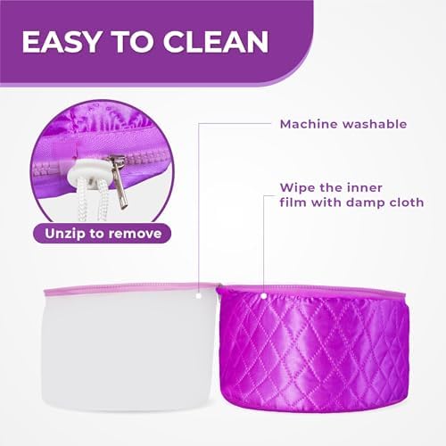 Hair Steamer for Deep Conditioning w/10-level Heats Up Quickly, Heating Cap for Deep Conditioner - Thermal Steam Cap for Black Hair, Great for Hair Treatment (Purple) - Image 5
