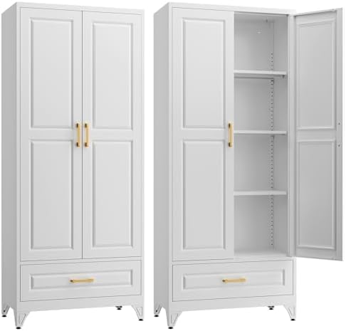 SteeLoong 75" Metal Storage Cabinet with Doors and 3 Adjustable Shelves by Steeloong