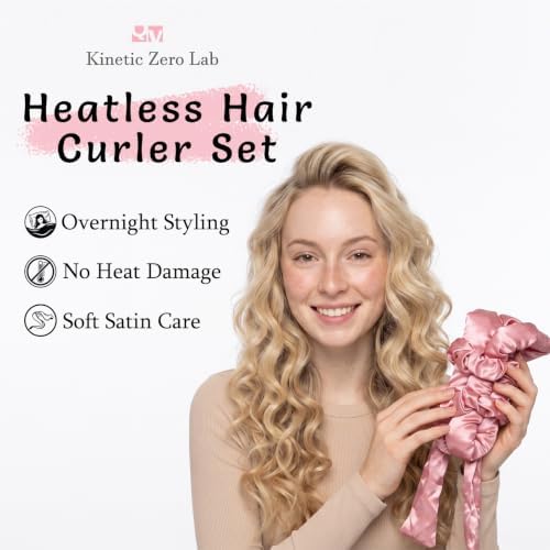 Satin Heatless Hair Curler Set, 8-Pc Overnight Curls (Pink) - Image 2