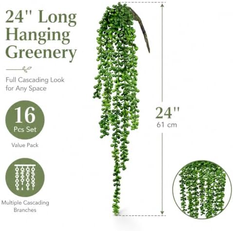 Janinka 32 Pcs Artificial Succulents Bulk Hanging Plants 24 Inches - Image 3