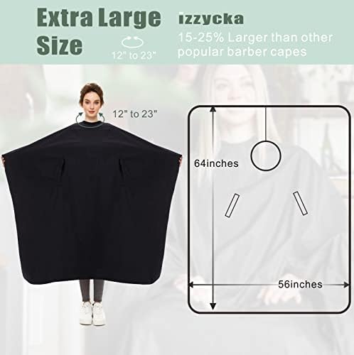 izzycka Professional Barber Cape With Armholes - Hands Free All Purpose 64"x56" Large Waterproof Salon Capes for Hair Stylist - Nylon Hair Cutting Cape For Hair Dye, Hair Color,Haircut - Black - Image 3