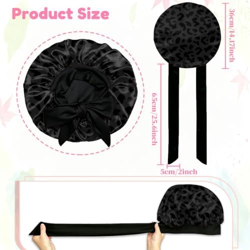 Satin Hair Bonnet Silk Bonnet for Sleeping Double Layer Elastic Tie Band Adjustable Reusable Hair Cap Cute Women Girls - Image 2
