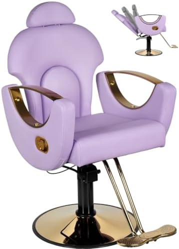 Purple Barber Chair Reclining Hydraulic Salon Styling Chairs Beauty Chair by GRATIVIAOFFICIAL