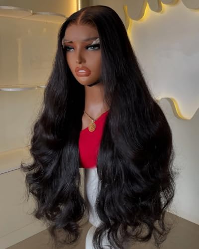 BEEOS 13x6 Full Frontal SKINLIKE Real HD Lace Wig 180% Density Ultra-fitted Cap Pre-Plucked Body Wave Human Hair Wig Bleached Knots 26 Inch by BEEOS