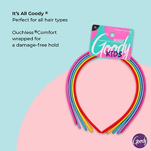 Goody Kids Ouchless Classic Headband , Assorted Colors - For All Hair Types - Beautiful Design for Instant Style - Pain-Free Hair Accessories for Boys, and Girls, 5 Count (Pack of 1) - Image 5