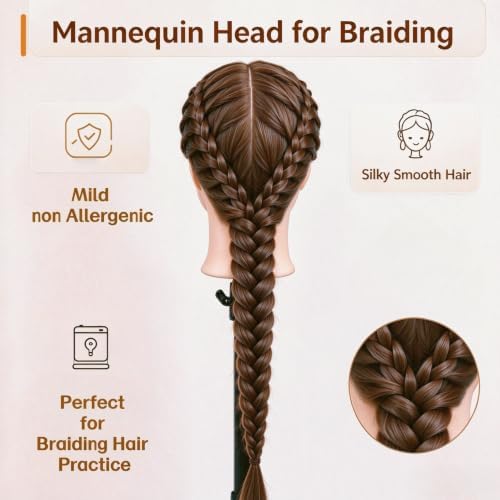 Mannequin Head for Braiding, 26" Cosmetology Mannequin Head with Hair - Image 4