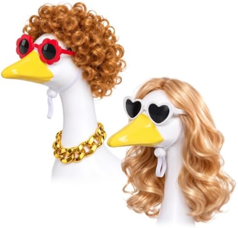 4Pcs Porch Goose Wigs Set Porch Goose Outfits Accessories for Outdoor Statue Accessories Garden Patio Yard Goosey Decoration (Couple Set) by Unknown