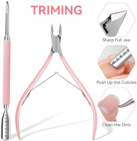 Makartt Nail File and Buffer Set, Pink Basic Prep Kit with Cuticle Clipper, Trimmer, Pusher, Brush, Manicure Care Kit for Natural and Acrylic Nails (7pcs) - Image 2
