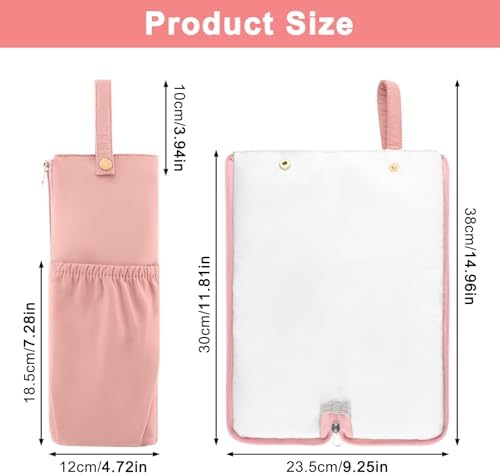 2-in-1 Heat-Resistant Hot Tool Travel Bag & Mat, Hanging Storage Pouch for Curling Iron, Flat Iron, Hair Straightener and Styling Tools (Pink) - Image 2