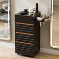 Salon Trolley Cart with Lockable Wheels, Rolling Hair Cart with 3 Dryer Holders for Hair Stylist, Wall Mount Makeup Organizer Stations Cabinet for Beauty Spa Barbershop Tattoo (Black) by Belandi