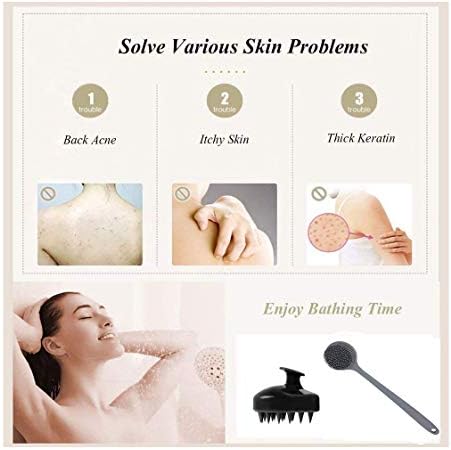Silicone Body Scrubber & Scalp Massager, Long Handle Back Scrubber for Shower, Exfoliating Brush, Hair Dandruff Shampoo Brush for Men, Women & Kids - Image 5
