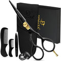 DEMAXA Premium Black 5.5" Hair Cutting Scissors with Tweezers, Beard Comb and Mustache Comb - Professionally Sharpened for Precision Trimming, Mustache Scissors, Beard Shears - Grooming scissors men by DEMAXA