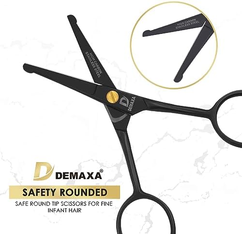 DEMAXA 4.5" Round Tip Safety Mustache Scissors Beard Scissors with 1 Mustache Comb, 1 Beard Comb & Soft Pouch – Best Facial Hair Shears for Beard Mustache Trimming Nose & Ear Hair - Image 6