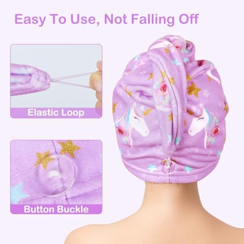 FIOBEE Microfiber Hair Towel Wrap for Kid Girls Rapid Drying Hair Turbans - Image 4