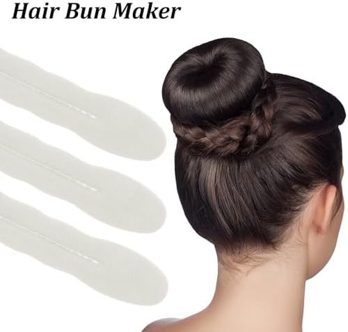 9 Pcs Hair Bun Maker Sponge Hair Buns Shaper Magic Snap Roll Sponge Curler Clips Foam Sponges Buns Hairs Styling Accessories Easy Bun Twister for Ballet French Twist Curly (White-8pcs) - Image 3