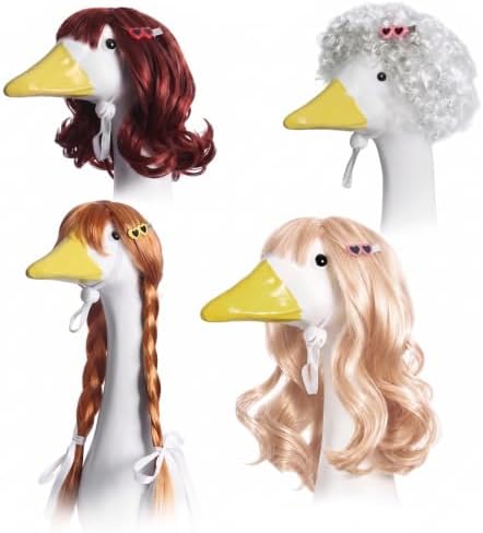 4Pcs Porch Goose Wigs Set Porch Goose Outfits Accessories for Outdoor Statue Accessories Garden Patio Yard Goosey Decoration (4PCS Wigs-D) by Unknown