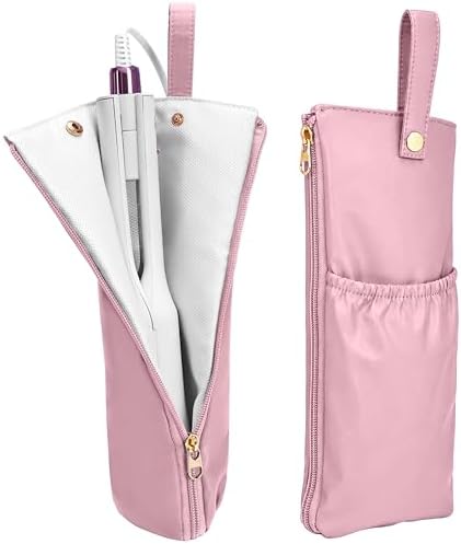 Hot Tools Travel Bag with Heat Resistant Mat, 2-in-1 Hair Tools Organizer Bag for Curling Iron, Flat Iron, Portable Holder & Mat with Cord Pocket for Home Travel(Pink) by Ctrlopt