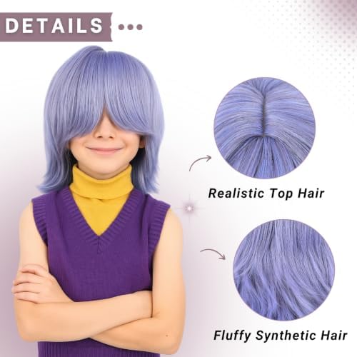 PUREHAIR Kids Short Black Wig with Tattoos for Boys Costume - Image 6