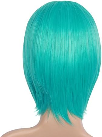 MapofBeauty 2 Clip On Ponytails Straight Cosplay Costume Wig, Mixed Cyan - Image 6