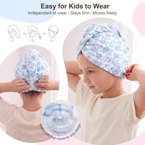 Kids Microfiber Hair Towel Wrap 2Pack Absorbent Hair Drying Turban for Girl - Image 4