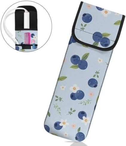 Heat Resistant Neoprene Curling Iron Holder Cover Bag Flat Iron Travel Case for Hair Tools Organizer Bag or Travel Daily Use, 15 x 5 Inches Marble Pattern Blueberry - Image 7