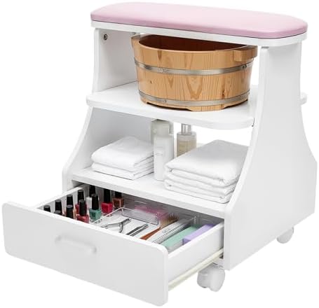Pedicure Foot Rest Trolley with Wheels and Drawer by Uphilltool