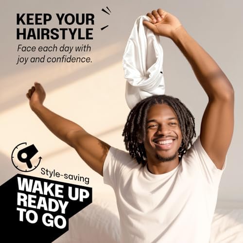 Large Satin Bonnet for Men Sleeping, Dreadlocks Loc Cap for Curly Wave Long - Image 3