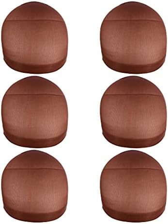 YANTAISIYU 6 Pieces Stocking Wig Caps for Lace Front Wigs Nylon Mesh Wig Cap for Women (Dark Brown) by YANTAISIYU