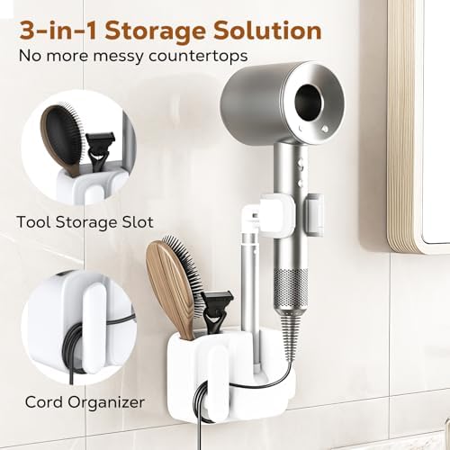 MoKo Hair Dryer Holder Wall Mounted, Hands Free Blow Dryer Holder - Image 5