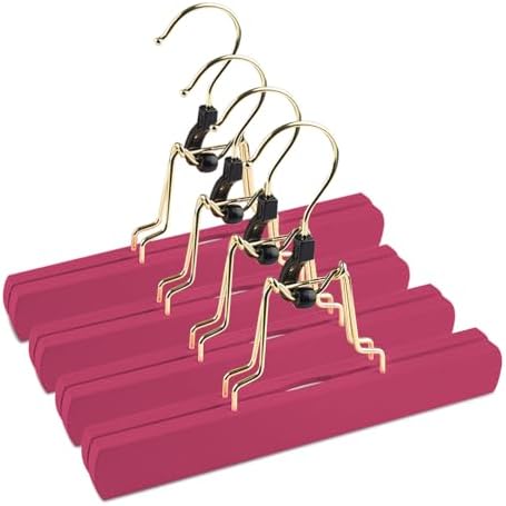 Hair Extension Hanger 4PCS Wooden Storage Holder for Hairpieces Pants Hanger for Clothes Pants Carrier Wig Holder with Double Anti-Slip Stickers by GlamorDove