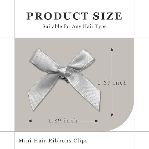 30PCS Grey Mini Bow Hair Clips - Satin Small Bows Non-Slip Barrettes - Silver Y2K Accessories for Women - Image 4