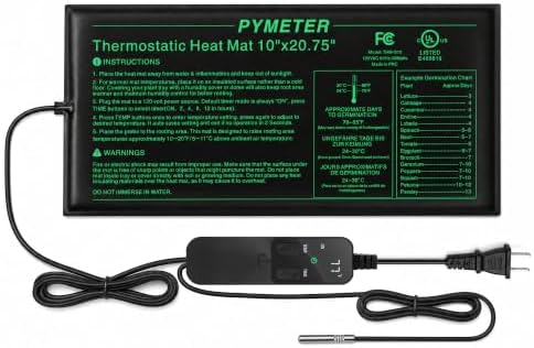 Seedling Heat Mat 10”x20.75” with PID Thermostat & Timer, Hydroponic Heating Pad for Seed Starting, Plant Germination, Indoor Gardening & Greenhouse by Pymeter