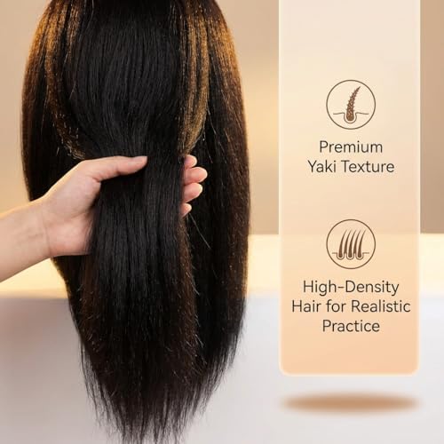100% Real Hair Mannequin Head Training Head Manikin Cosmetology Doll Head for Hairdresser Practice Braiding Hair Styling with Clamp stand (16 -Inch) - Image 6