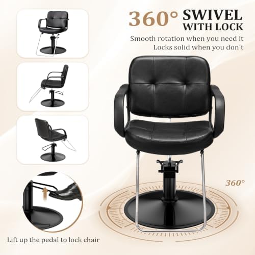 OmySalon Salon Styling Chair Heavy Duty for Stylist Hair Cutting, Hydraulic Barber Swivel Chair, Hairdressing Tattoo Beauty Spa Equipment - Image 7