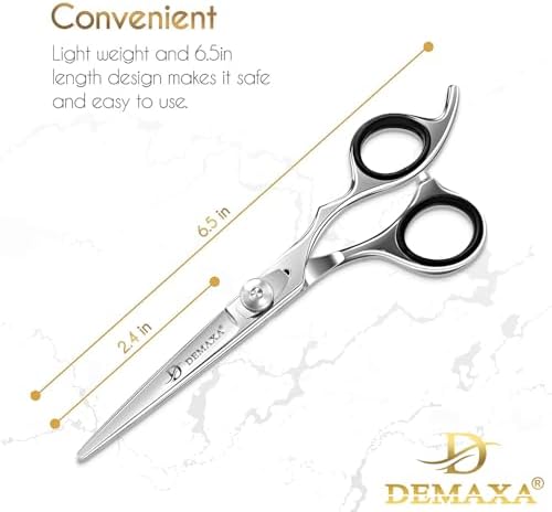 DEMAXA 6.5" Premium Hair Scissors Professionally Sharp Barber Shears - High Carbon Steel Hair Cutting Scissors with Smooth Sharp Edge Blades - Hair Trimming Shears for women Salon & Personal Use - Image 3