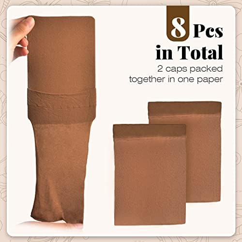 IKOCO Wig Cap, 8Pcs Stretchy Nylon Caps for Women, Brown - Image 5