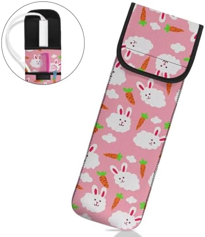 ZOUTAIRONG Cute Bunny Curling Iron Holder Heat Resistant Travel Curling Iron Bag Flat Iron Case Heat Resistant Travel Bag Hot Tools Travel Bag with Two Pocket Flat Iron Case Holder with Thermal Liner - Image 4