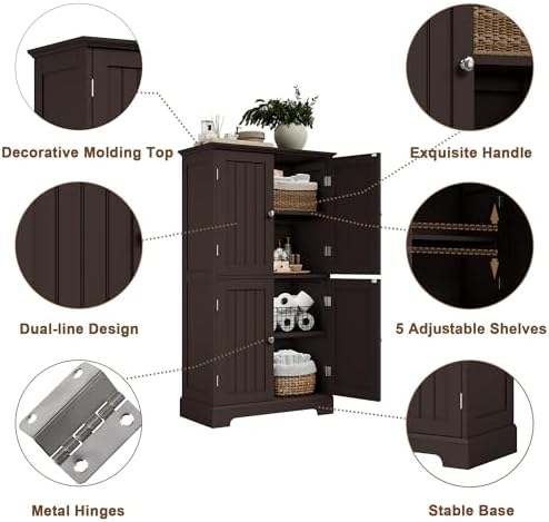ChooChoo Bathroom Floor Cabinet with Adjustable Shelves - Image 4