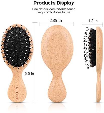 URTHEONE Mini Boar Bristle Hair Brush Small Travel Pocket brush for Women - Image 4