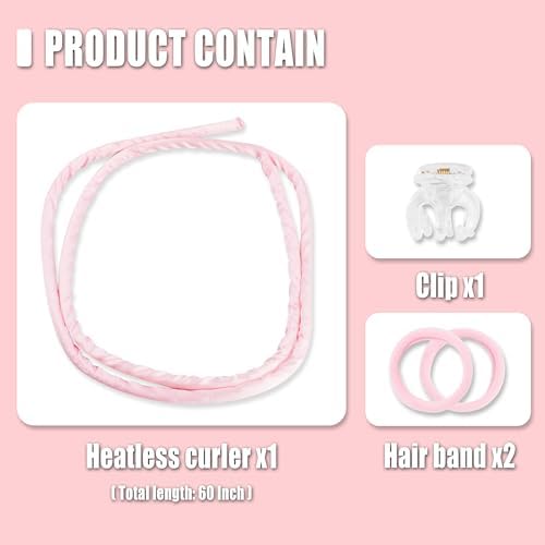 Pinkiou Heatless Hair Curler,Overnight Curls to Sleep In, Satin Velvet No Heat Curling Headband Rollers for Long Medium Hair, Heatless Curling Set with 2 Scrunchies ＆ Clip - Image 2