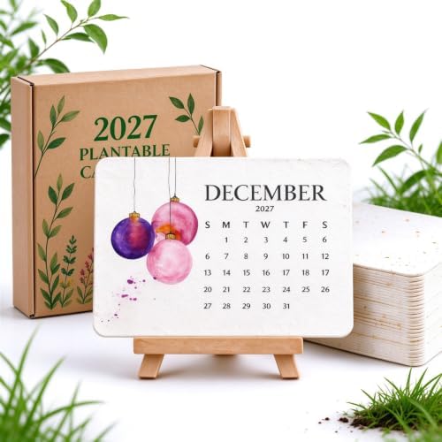 2027 Plantable Seed Calendar with Stand, Eco Wildflower Desk Planner Gift by CRAFFBASE