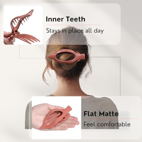 8 Pack Glossy Flat Hair Clips for Women – Large No-Slip Claw Barrettes in Mustard, Orange, Rust Red & Plum, Shiny Finish Strong Hold for Thick & Thin Hair - Image 3