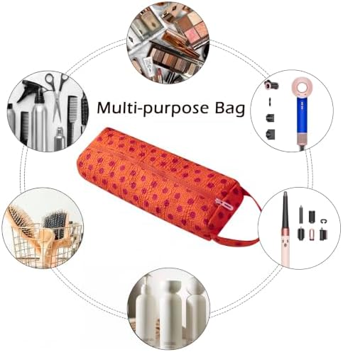 RSRSLEII Polka Dot Hair Tools Travel Bag,Hair Styling Accessories Storage Case for Shark FlexStyle,Dyson Airwrap Hair Dryer,Curling Iron,Straightener,Revlon Hair Tools,Portable&Foldable(24Orange) - Image 5