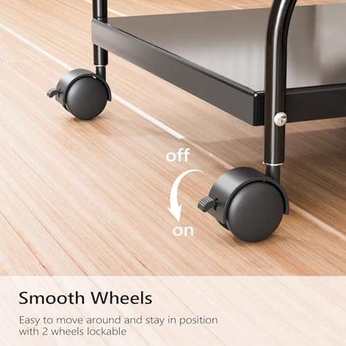 OmySalon Pedicure Cart Foot Bath Trolley, Adjustable Height Salon Trolley with PU Cushion, Portable Nail Esthetician Cart for Manicure & Foot Massage, Beauty Spa Supplies with Locking Wheels (Black) - Image 6