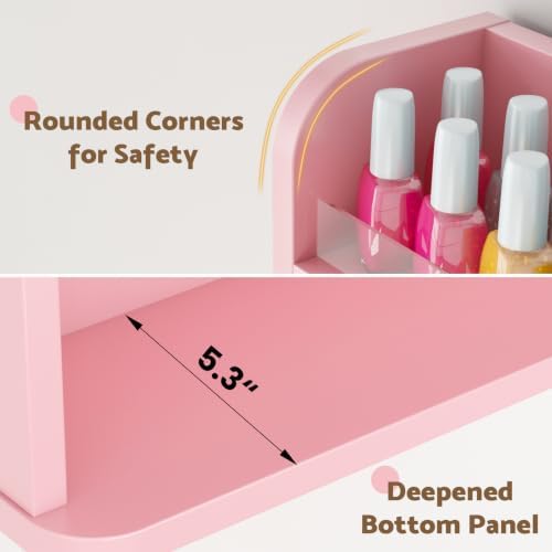Wood Nail Polish Rack Display, 6 Tiers Nail Polish Wall Organizer, Pink - Image 6
