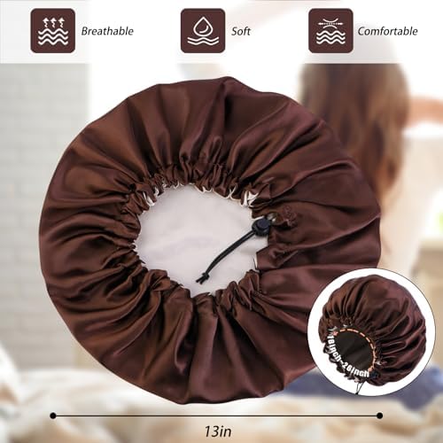 Edoneery Satin Bonnet for Sleeping Women, Double Layer Adjustable Sleep Cap - Image 6